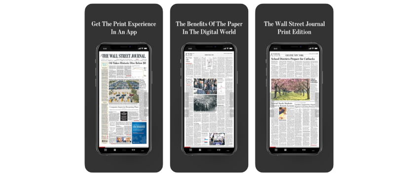 Wall Street Journal - Mobile Edition for the 1st US newspaper 